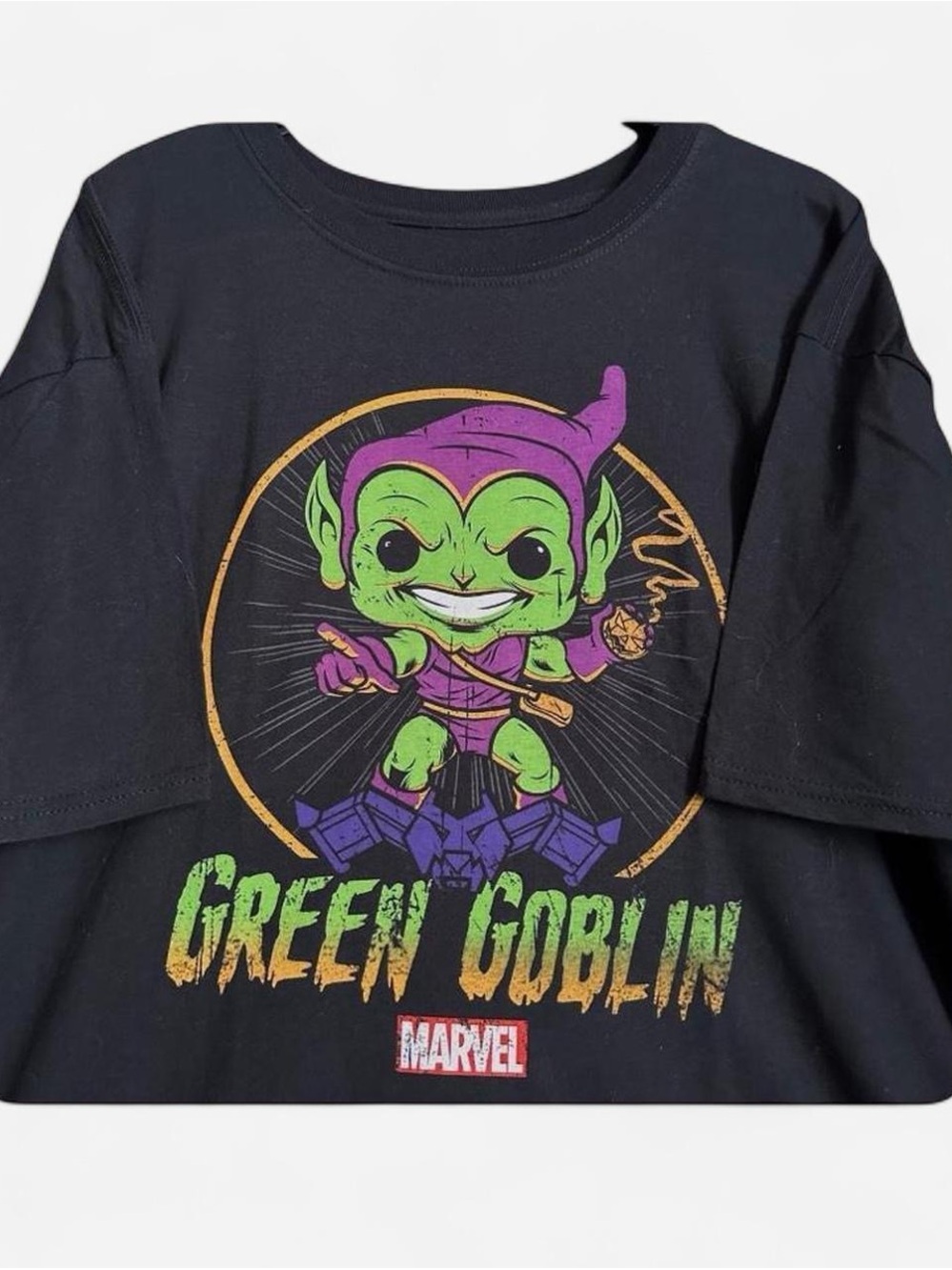 Funko Pop Marvel Black Tee with Green & Purple Green Goblin Graphic XXL